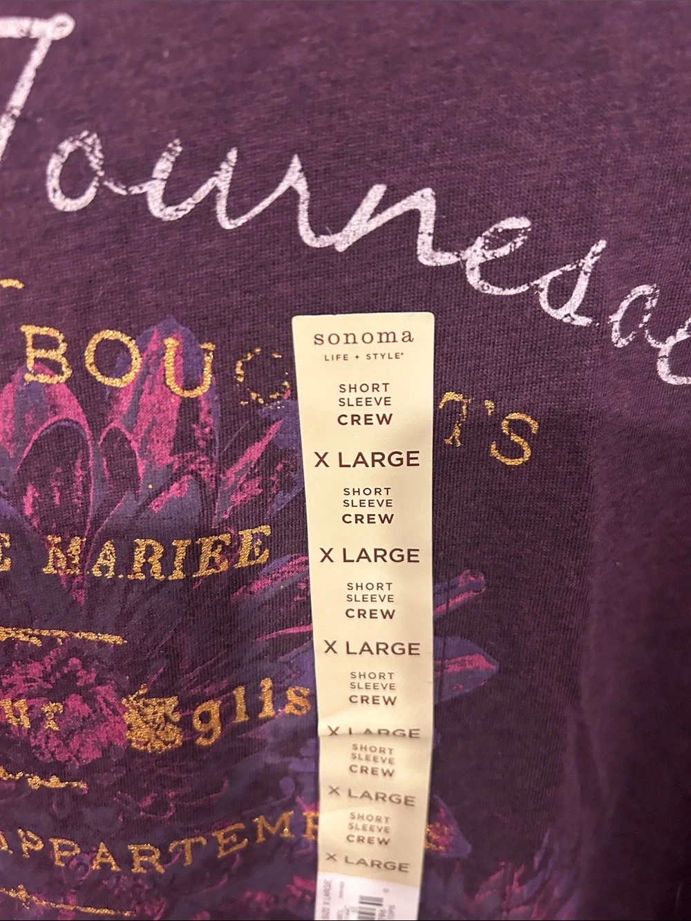 Sonoma Burgundy Short-Sleeve Graphic Tee with Gold Accents - Picture 3 of 6